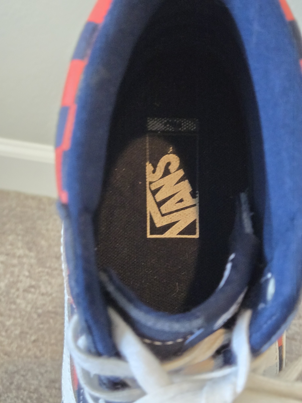 VANS Sk8-Hi Pro Blue/Red Check High Top Lace Up Suede Skate Sneakers Y2K - Picture 3 of 12